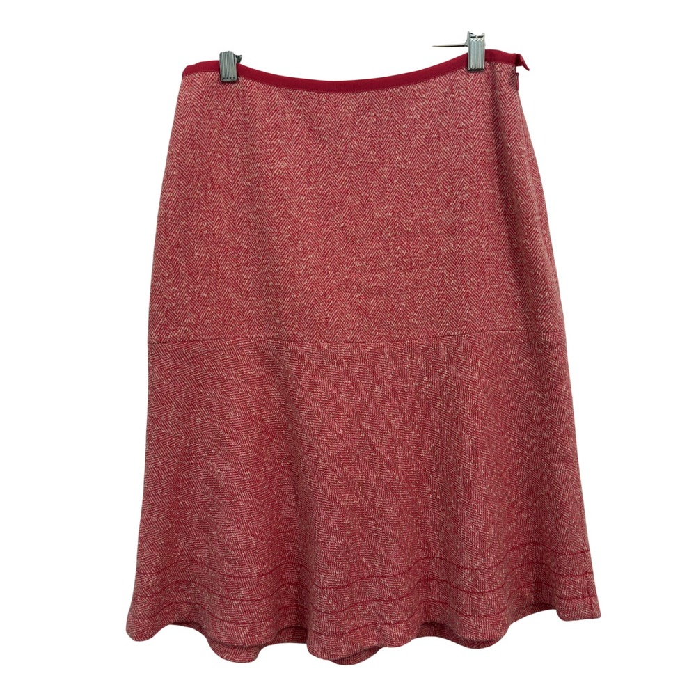 Ann Taylor Tweed Skirt Old Money Red Herringbone Wool Blend Lined A-Line 4